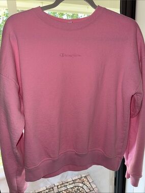 Champion Pink Embroidered Crewneck Sweatshirt